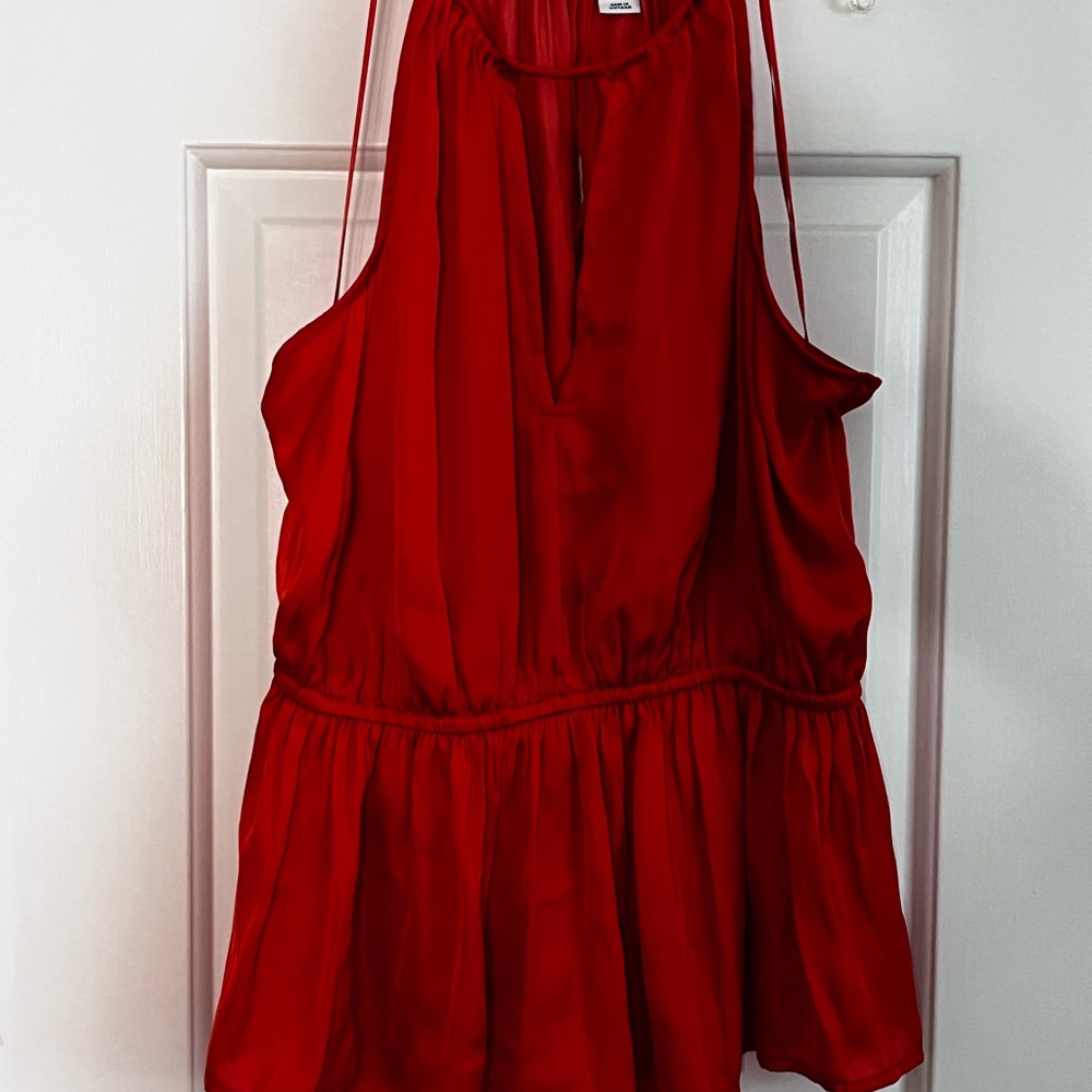 Orange Silk Sleeveless Top